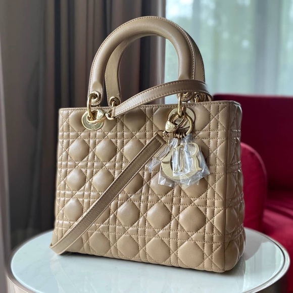 Dior lady Dior medium nude gold hardware